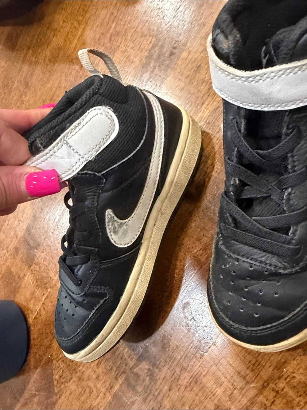 Nike Kids Black and White High-Top Basketball Sneakers